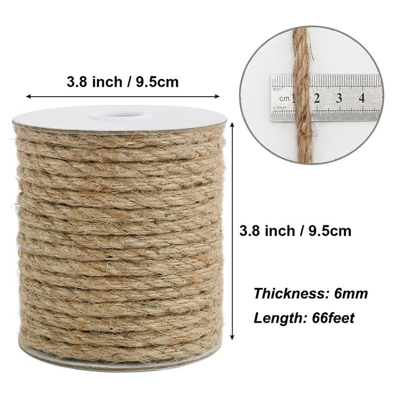 Vivifying 6mm Jute Rope, 66 Feet Natural Heavy Duty Brown Twine for Crafts, Cat Scratching Post, Gardening, Bundling and Hanging - Image 3
